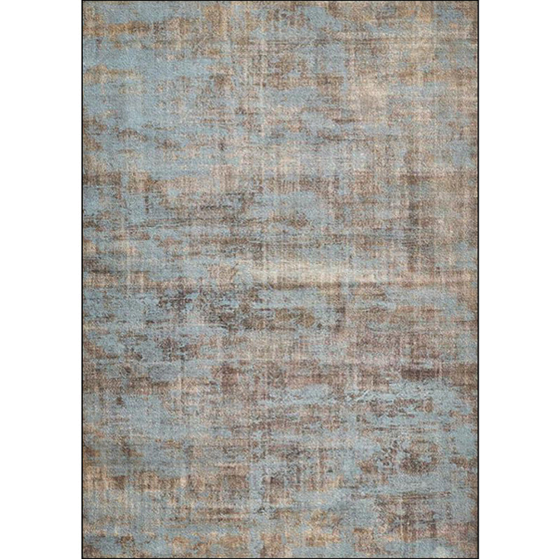 Sikunuo | Brown and blue industrial rug polyester abstract rug washable non-slip backing rug for the living room