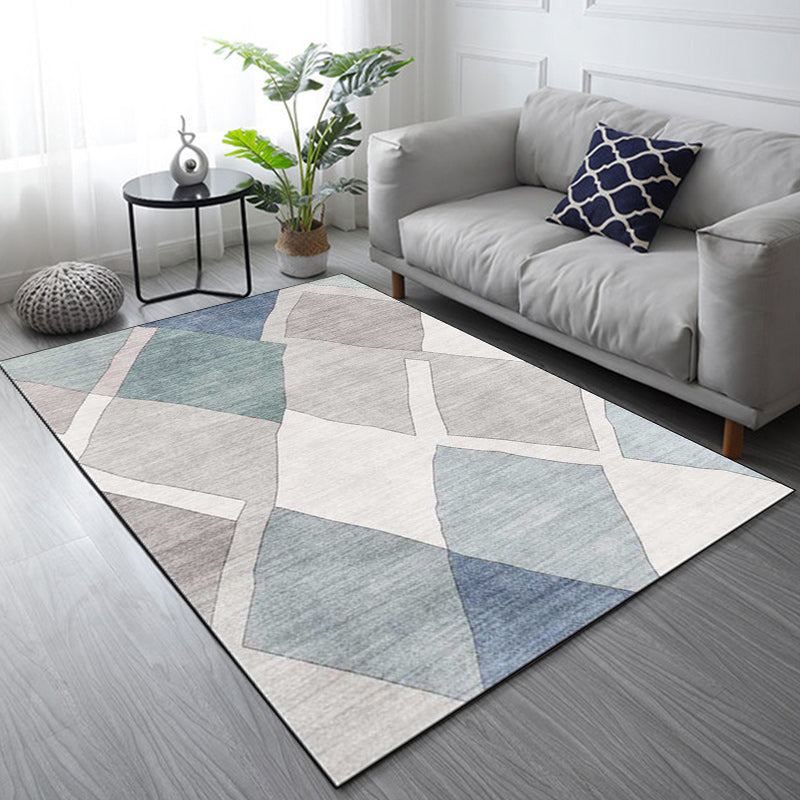 Sikunuo | Resourceful Living Room Carpet in Ivory Diamond Print Carpet Polyester Machine Washable Anti-Slip Area Rug