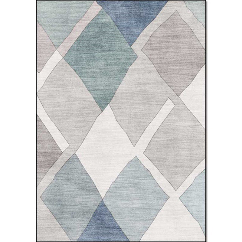 Sikunuo | Resourceful Living Room Carpet in Ivory Diamond Print Carpet Polyester Machine Washable Anti-Slip Area Rug