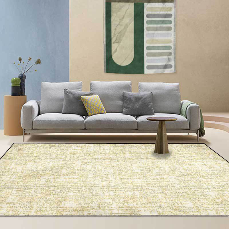 Sikunuo | Simple abstract rug Yellow Polyester rug Machine washable Non-slip back Rug for bedroom