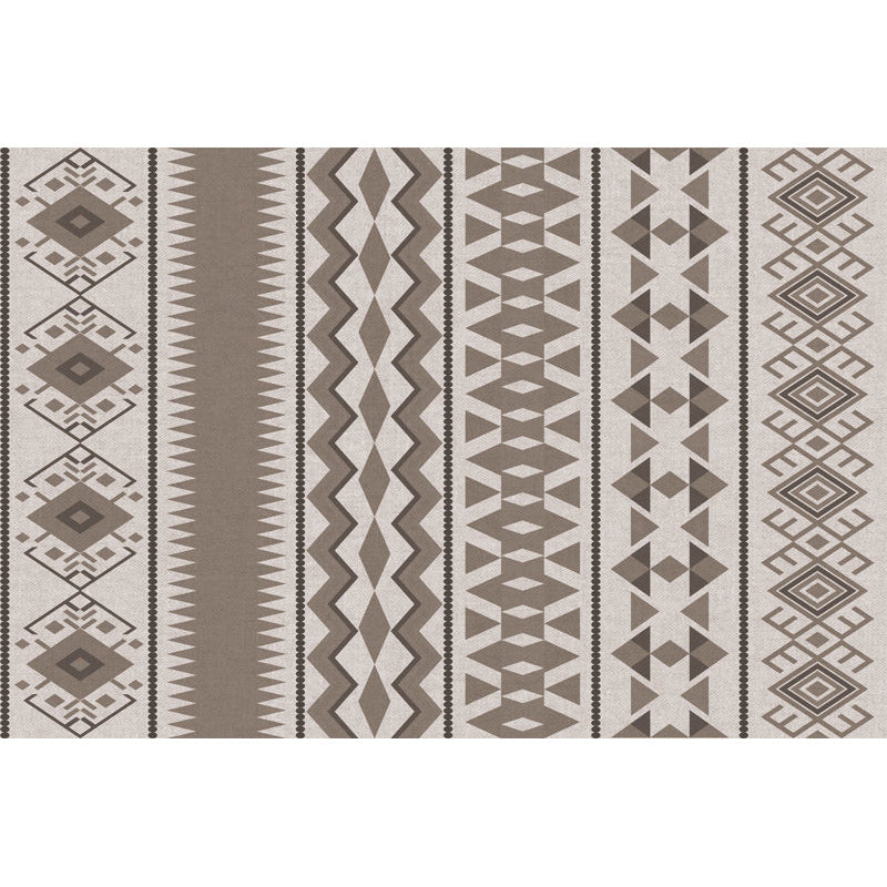 Sikunuo | Southwestern Living Room Rug in Brown Diamond Triangle Print Rug Polyester Washable Area Rug
