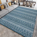 Sikunuo | Southwestern Living Room Rug with Blue Stripe Triangle Print Rug Polyester Stain Resistant Area Rug