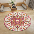 Sikunuo | Oriental Moroccan Carpet in Ivory Flower Petal Pattern Carpet Polyester Non-Slip Back Carpet for Home Decor