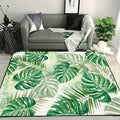 Sikunuo | Funky Botanical Pattern Rug with Leaf Green Tropical Rug Polyester Washable Non-Slip Background Rug for Living Room