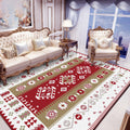 Sikunuo | Base Southwest Carpet in Red and White Diamond Wave Pattern Carpet Polyester Pet-Friendly Carpet for Home Decor
