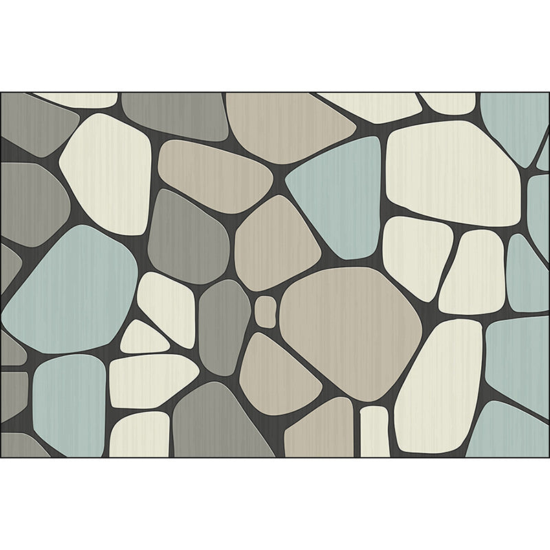 Sikunuo | Novelty Living Room Carpet in Gray Stone Irregular Shape Print Carpet Polyester Non-slip Back Stain-resistant Carpet
