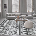 Sikunuo | Gray and Black Bedroom Rug Southwest Stripes Dots Triangle Pattern Area Rug Polyester Non-Slip Back Rug