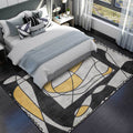 Sikunuo | Novelty Living Room Rug in Gray Colorblock Line Print Rug Polyester Machine Washable Area Rug
