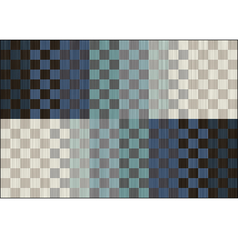 Sikunuo | Novelty Living Room Rug Colorful Small Checked Color Block Print Rug Polyester Washable Stain Resistant Area Rug