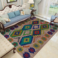 Sikunuo | Southwest Living Room Rug in Brown Diamond Pattern Rug Polyester Washable Non-Slip Back Area Rug