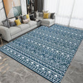 Sikunuo | Blue Bedroom Rug Southwestern Stripes Triangle Pattern Area Rug Polyester Washable Non-Slip Rug