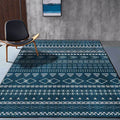 Sikunuo | Southwestern living room rug in blue diamond triangle print rug polyester machine washable rug