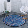 Sikunuo | Blue Bedroom Carpet Southwest Triangle Line Pattern Carpet Polyester Machine Washable Carpet