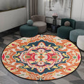 Sikunuo | Orange Bedroom Rug Moroccan Floral Pattern Area Rug Polyester Pet Friendly Washable Rug