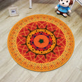 Sikunuo | Orange Bedroom Rug Moroccan Floral Lotus Pattern Area Rug Polyester Machine Washable Stain Resistant Rug