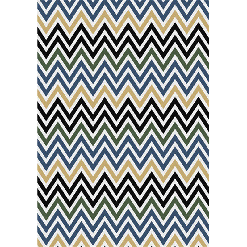 Sikunuo | Colorful Bedroom Carpet Novelty Chevron Pattern Area Rug Polyester Non-Slip Back Carpette