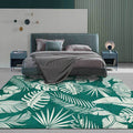 Sikunuo | Stylish Leaf Pattern Carpet Green Tropical Carpet Polyester Washable Non-Slip Back Area Rug for Living Room