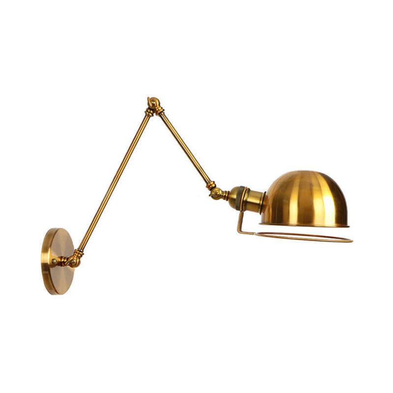 Sikunuo | 1 Light Swing Arm Wall Lighting Vintage Style Brass/Copper Metal Wall Mount Light with Bowl Shade