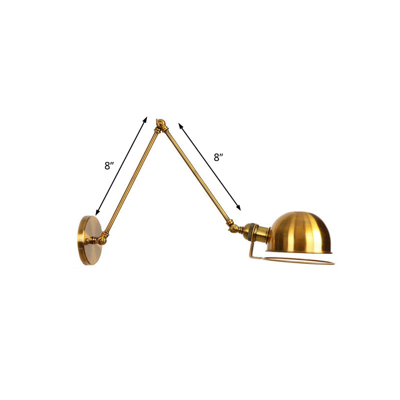 Sikunuo | 1 Light Swing Arm Wall Lighting Vintage Style Brass/Copper Metal Wall Mount Light with Bowl Shade