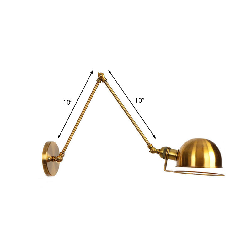 Sikunuo | 1 Light Swing Arm Wall Lighting Vintage Style Brass/Copper Metal Wall Mount Light with Bowl Shade