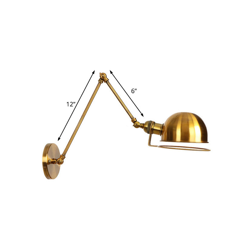 Sikunuo | 1 Light Swing Arm Wall Lighting Vintage Style Brass/Copper Metal Wall Mount Light with Bowl Shade
