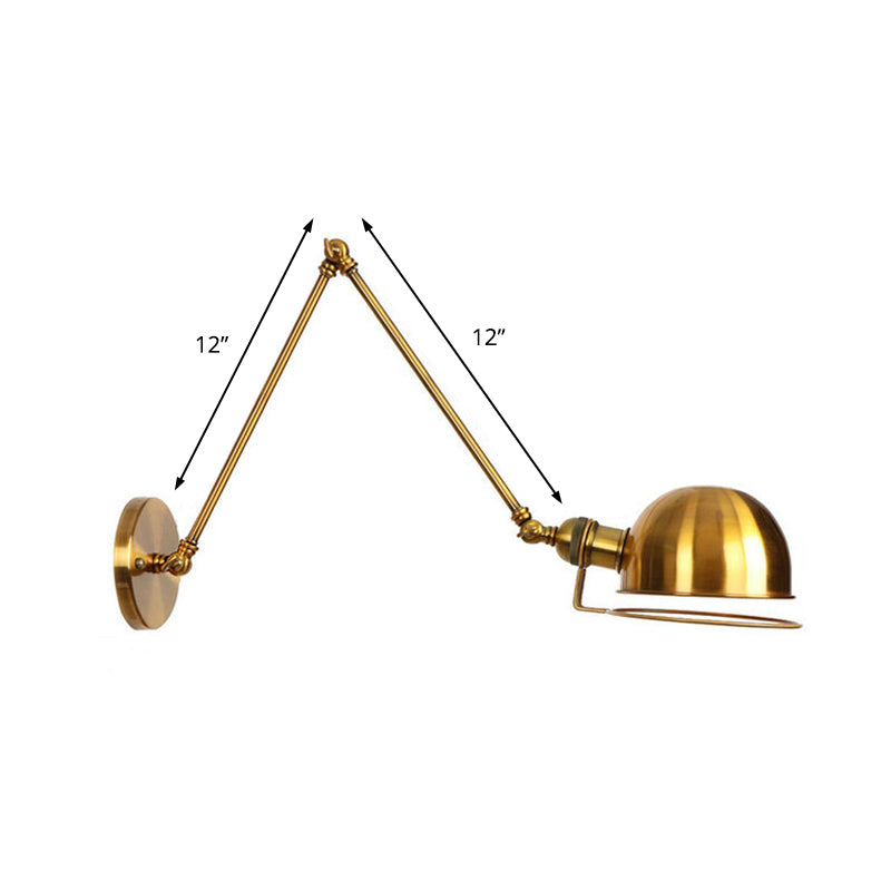 Sikunuo | 1 Light Swing Arm Wall Lighting Vintage Style Brass/Copper Metal Wall Mount Light with Bowl Shade
