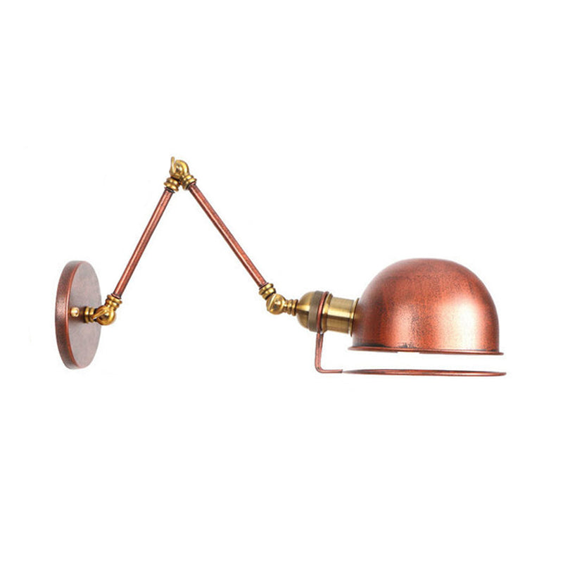 Sikunuo | 1 Light Swing Arm Wall Lighting Vintage Style Brass/Copper Metal Wall Mount Light with Bowl Shade