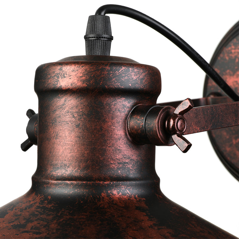 Sikunuo | Metallic Saucer Wall Light Antique Style 1-Bulb Hallway Wall Light Lamp in Black/Rust