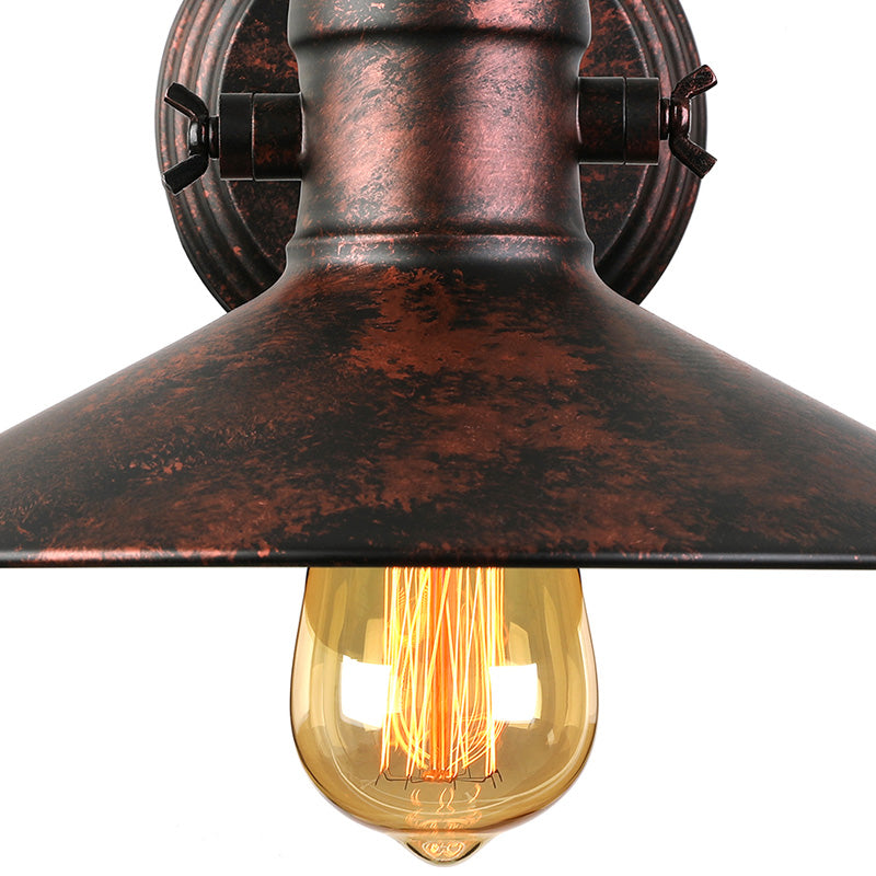 Sikunuo | Metallic Saucer Wall Light Antique Style 1-Bulb Hallway Wall Light Lamp in Black/Rust