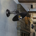 Sikunuo | Metallic Saucer Wall Light Antique Style 1-Bulb Hallway Wall Light Lamp in Black/Rust