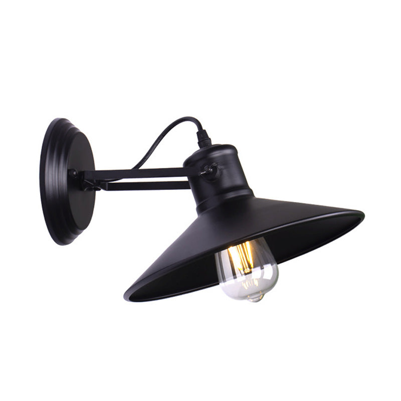 Sikunuo | Metallic Saucer Wall Light Antique Style 1-Bulb Hallway Wall Light Lamp in Black/Rust