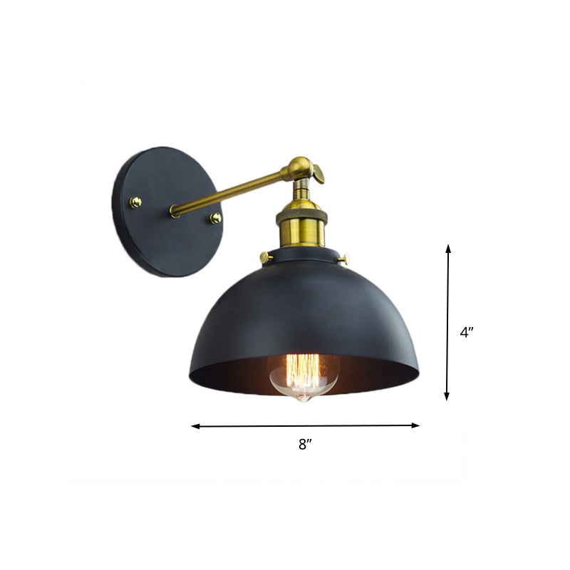 Sikunuo | 1 Head Wall Light with Dome Shade Metal Rotatable Wall Lamp in Brass Finish for Balcony
