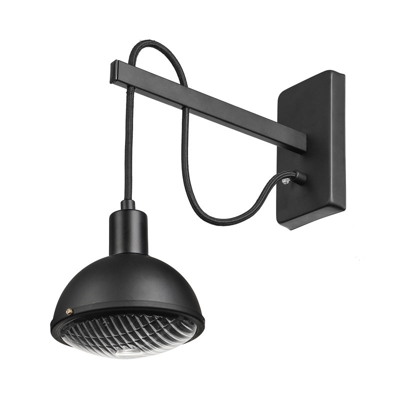 Sikunuo | 1 Light Wall Lighting Farm Bowl Shade Metallic Wall Lamp in Black for Dining Room