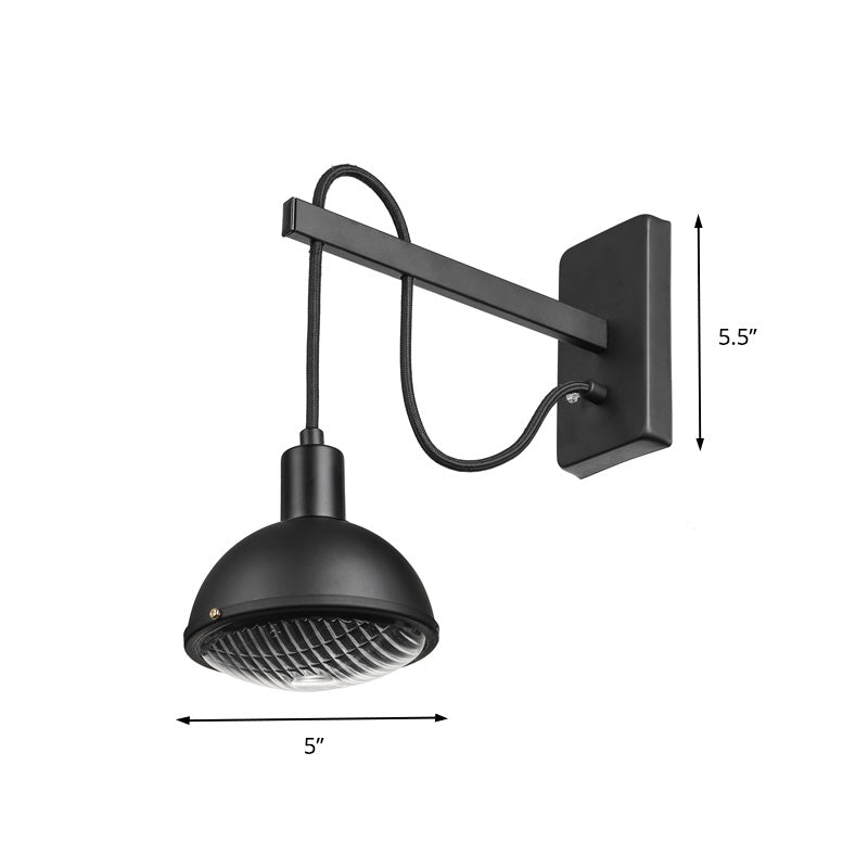 Sikunuo | 1 Light Wall Lighting Farm Bowl Shade Metallic Wall Lamp in Black for Dining Room