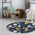 Sikunuo | Simple children's carpet in white and blue animal giraffe penguin rabbit pattern carpet polyester washable carpet for the children's room