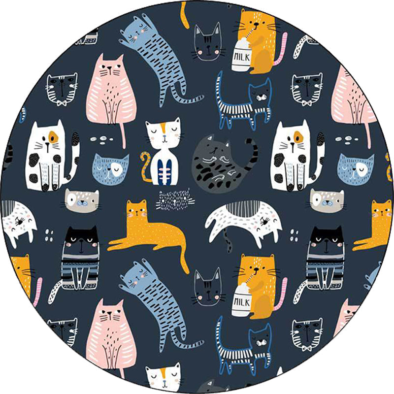 Sikunuo | Simple children's carpet in white and blue animal giraffe penguin rabbit pattern carpet polyester washable carpet for the children's room