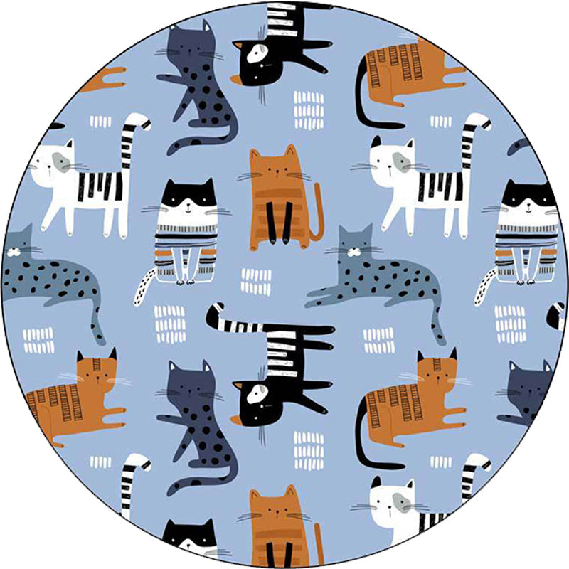 Sikunuo | Simple children's carpet in white and blue animal giraffe penguin rabbit pattern carpet polyester washable carpet for the children's room