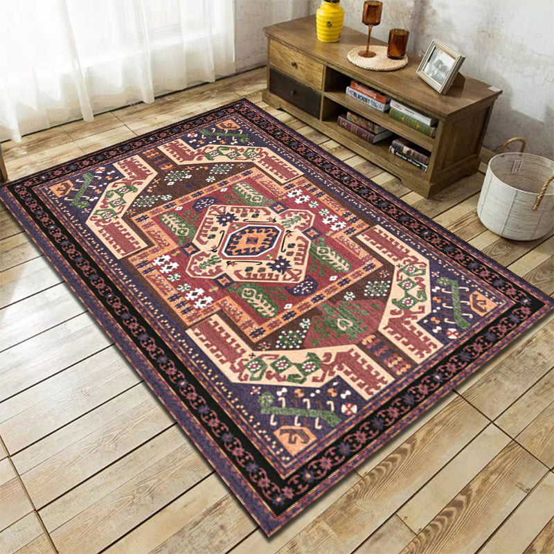 Sikunuo | Southwest living room rug in red tribal irregular shape print rug polyester washable area rug