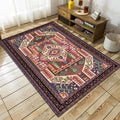 Sikunuo | Southwest living room rug in red tribal irregular shape print rug polyester washable area rug