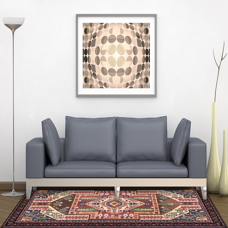 Sikunuo | Southwest living room rug in red tribal irregular shape print rug polyester washable area rug