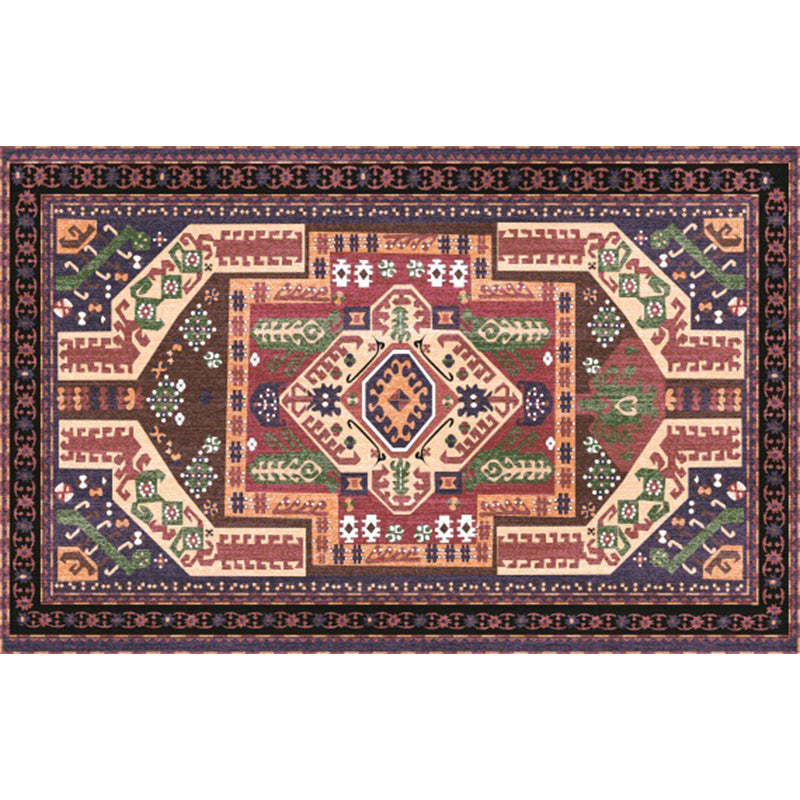 Sikunuo | Southwest living room rug in red tribal irregular shape print rug polyester washable area rug