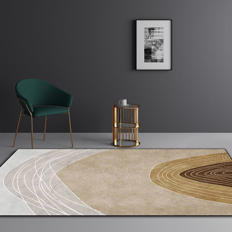 Sikunuo | Novelty Living Room Rug Multicolor Color Block Wood Grain Print Rug Polyester Washable Pet-Friendly Rug