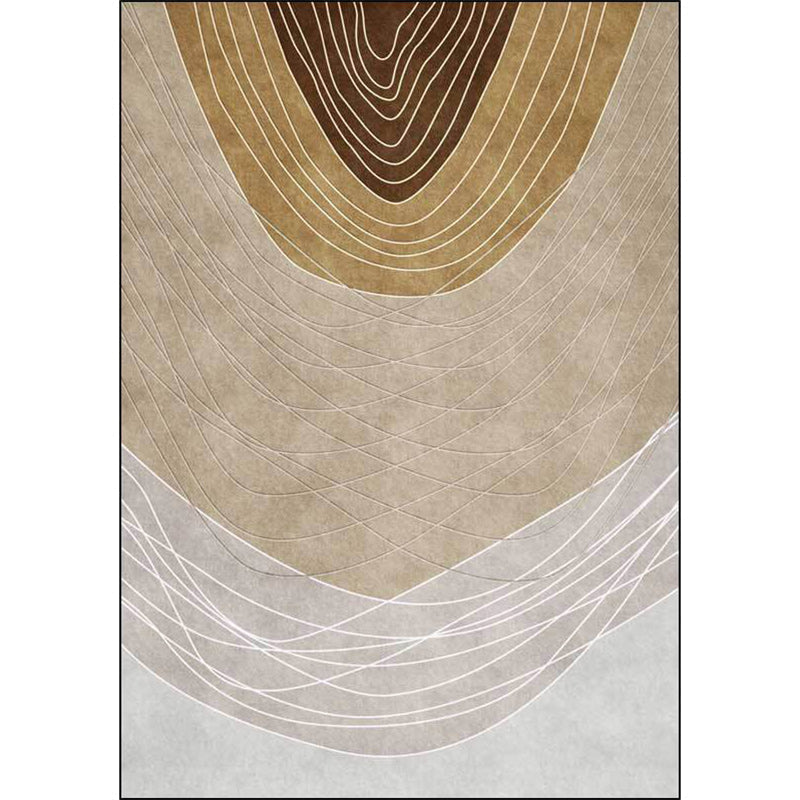 Sikunuo | Novelty Living Room Rug Multicolor Color Block Wood Grain Print Rug Polyester Washable Pet-Friendly Rug