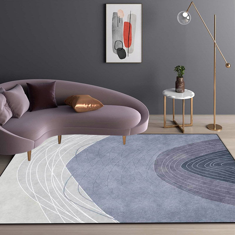 Sikunuo | Novelty Living Room Rug Multicolor Color Block Wood Grain Print Rug Polyester Washable Pet-Friendly Rug