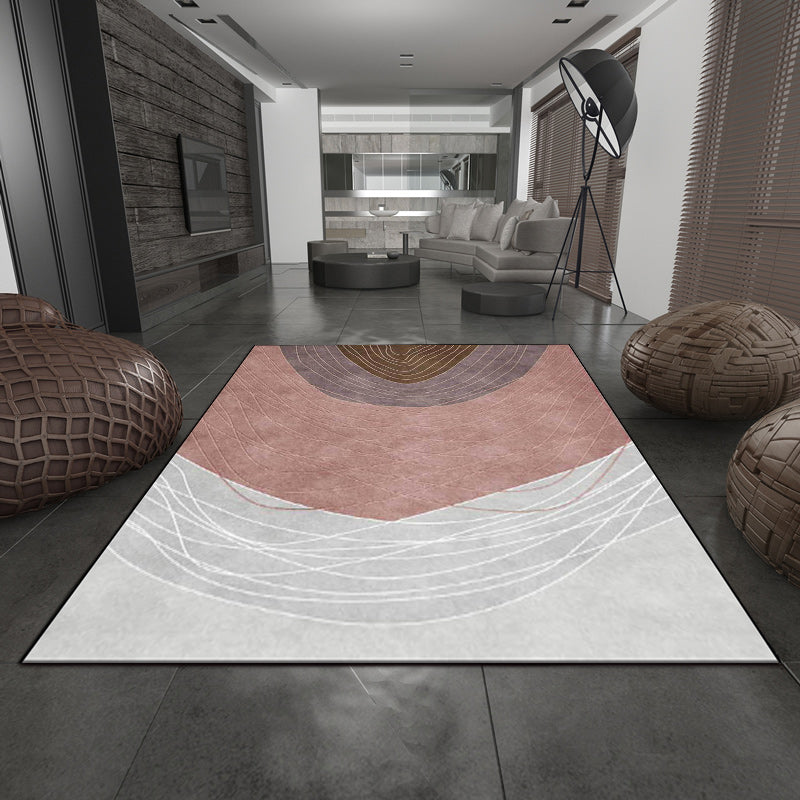 Sikunuo | Novelty Living Room Rug Multicolor Color Block Wood Grain Print Rug Polyester Washable Pet-Friendly Rug