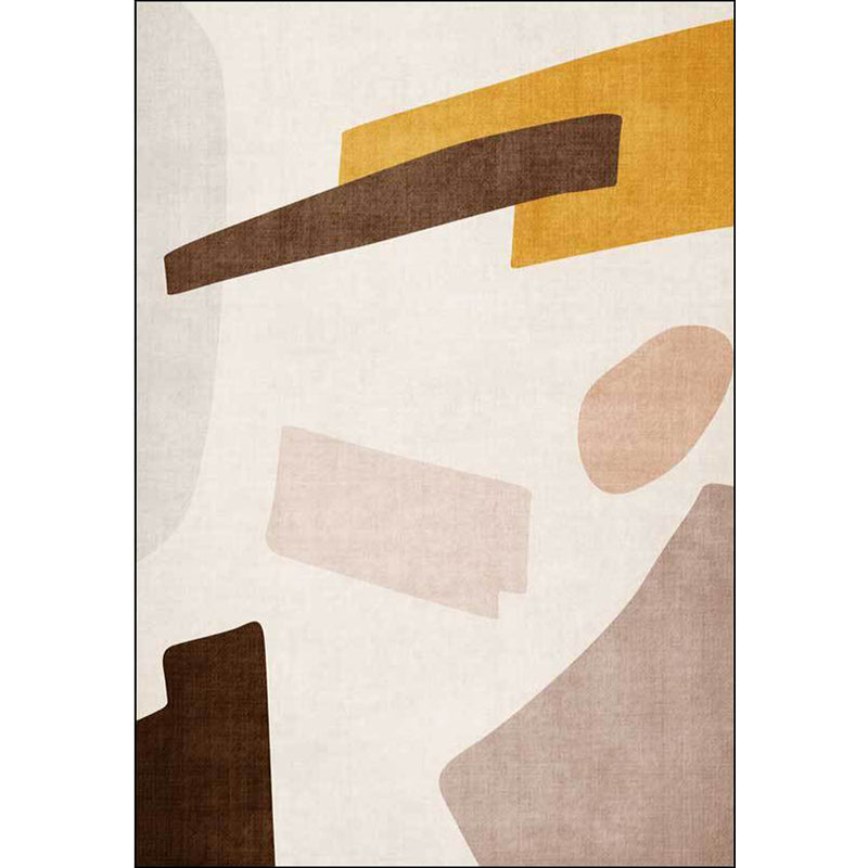 Sikunuo | Beige and Brown Contemporary Carpet Polyester Abstract Carpet Machine Washable Non-Slip Back Carpet for Living Room