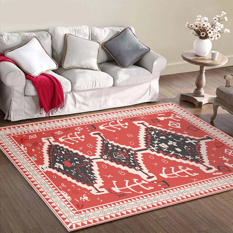 Sikunuo | Cattle Bedroom Rug Southwestern Tribal Triangle Diamond Pattern Area Rug Polyester Machine Washable Rug