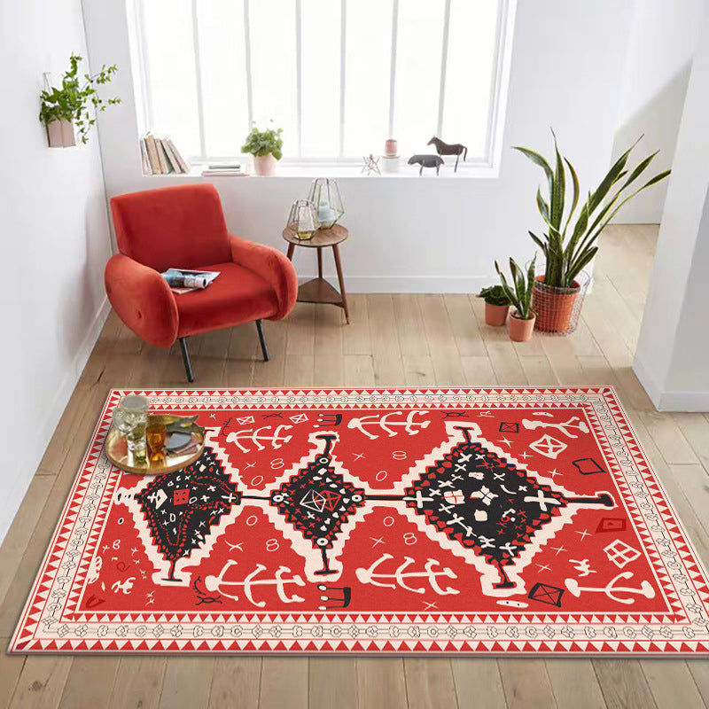 Sikunuo | Cattle Bedroom Rug Southwestern Tribal Triangle Diamond Pattern Area Rug Polyester Machine Washable Rug