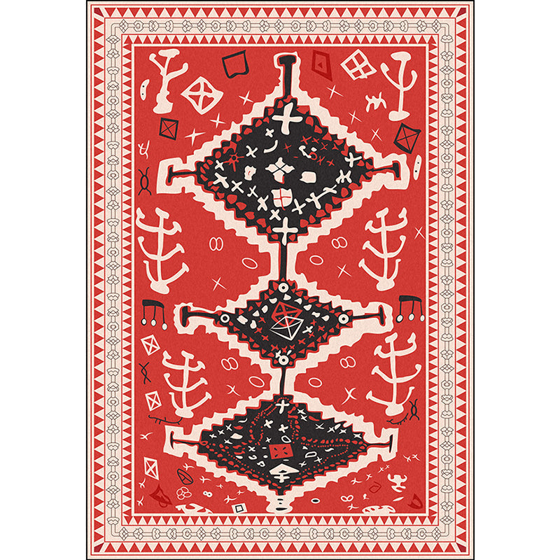 Sikunuo | Cattle Bedroom Rug Southwestern Tribal Triangle Diamond Pattern Area Rug Polyester Machine Washable Rug