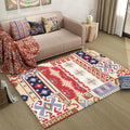 Sikunuo | Americana Southwestern Rug in Red and Brown Tribal Geometry Pattern Rug Polyester Washable Rug for Home Decor